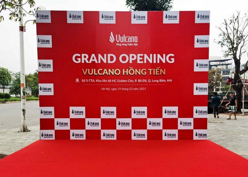 Backdrop khai trương Vulcano Hồng Tiến