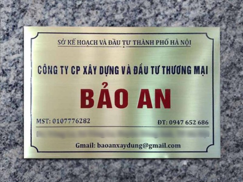 Bảng hiệu công ty Bào An