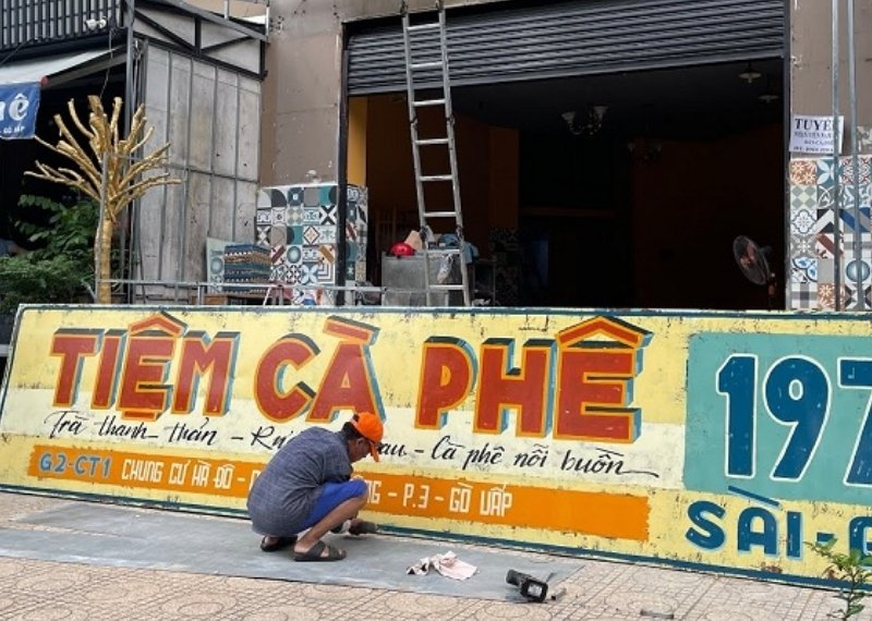 Bảng hiệu Sài Gòn xưa tiệm cà phê đẹp