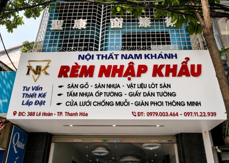 Bảng hiệu cửa hàng rèm cửa nền Alu chữ Mica
