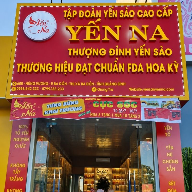 Bảng hiệu yến sào Yến Na