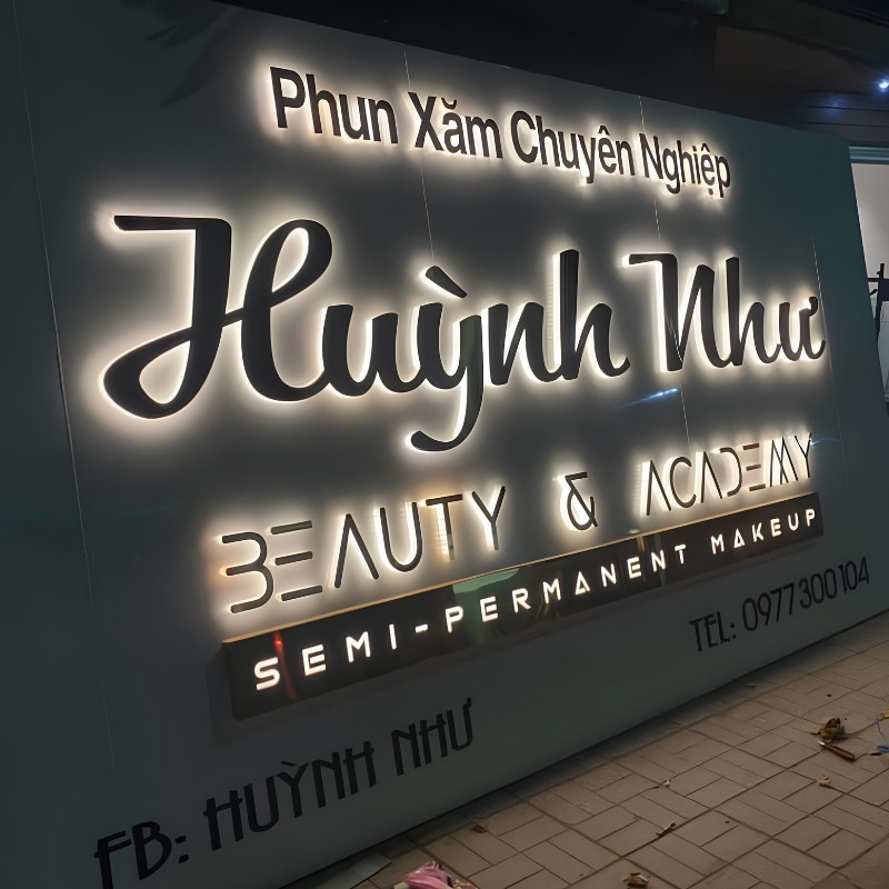 Bảng hiệu aphun xăm Alu chữ nổi Mica