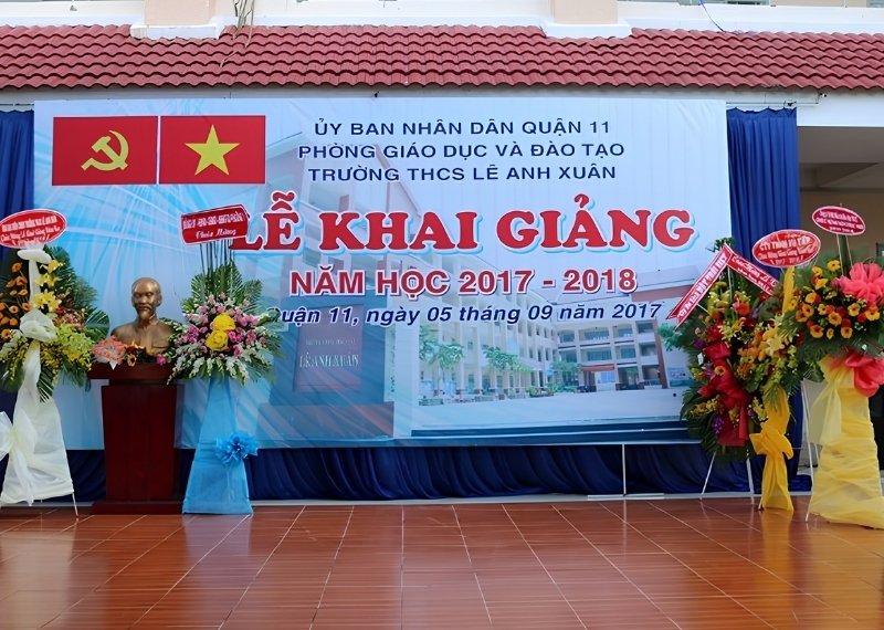 Backdrop lễ khai giảng trường Lê Anh Xuân