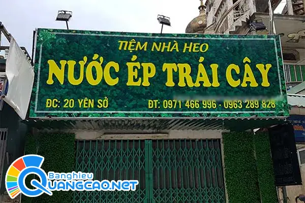 bảng hiệu sinh tố nước ép