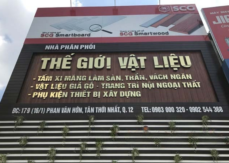 Bảng hiệu cửa hàng Thế Giới Vật Liệu