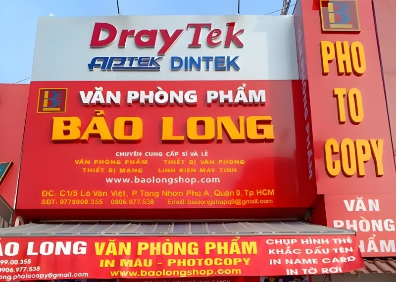 Bảng hiệu văn phòng phẩm Bảo Long