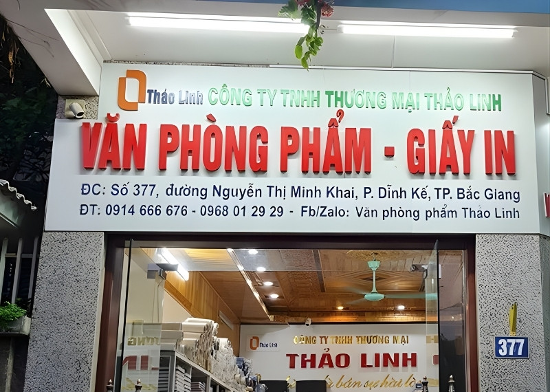 Bảng hiệu văn phòng phẩm Thảo Linh