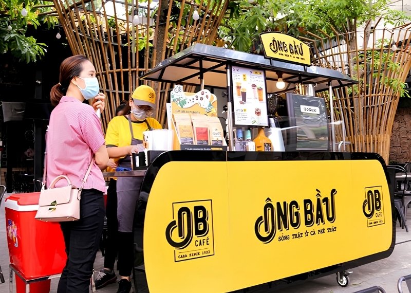 Bảng hiệu cafe mang đi Cafe Ông Bầu