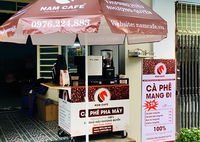 Mẫu bảng hiệu cafe máy mang đi