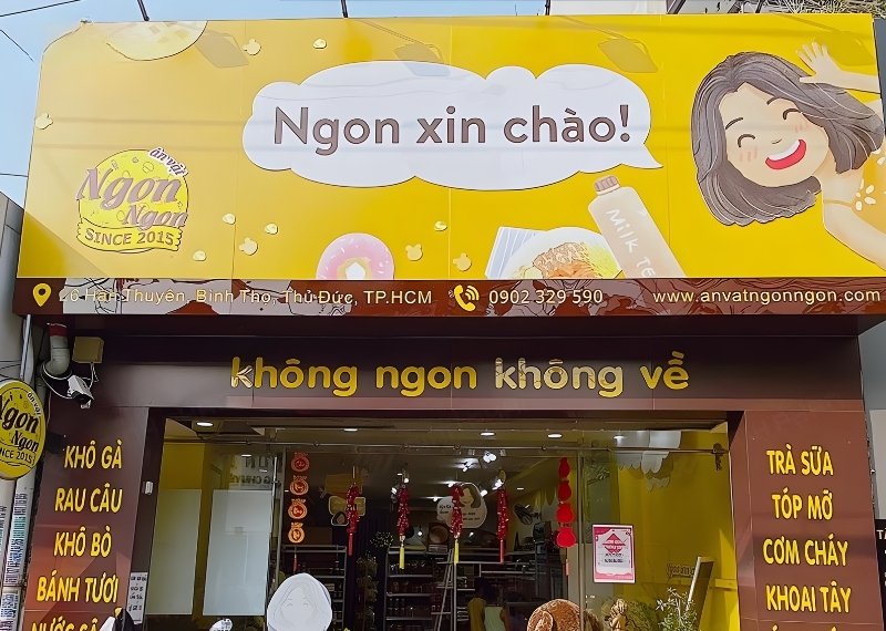 Bảng hiệu quán ăn vặt ngon ngon