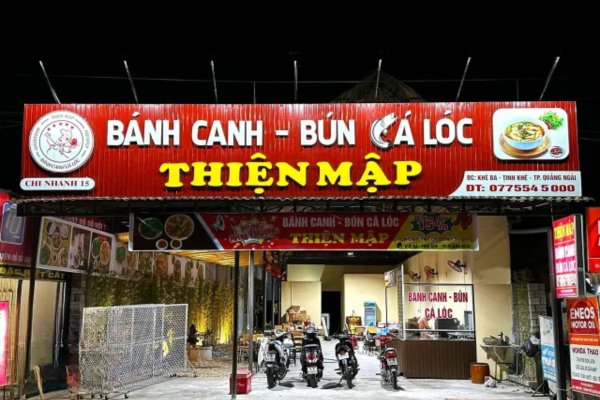 Bảng hiệu bánh canh chữ mica gắn LED