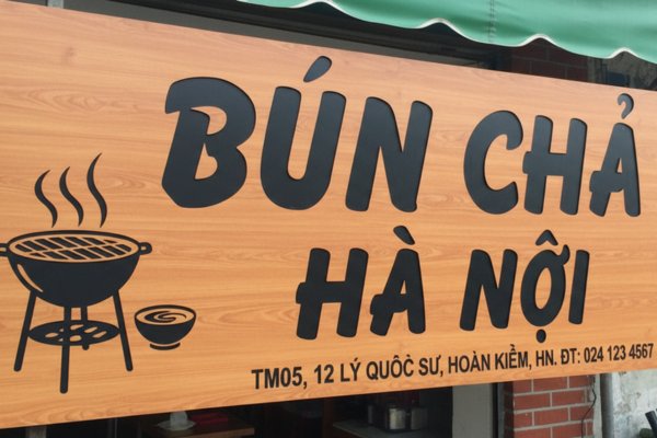 bảng hiệu bún chả Hà Nội bằng gỗ