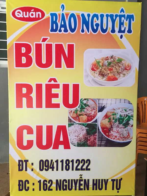 bảng hiệu bún riêu cua