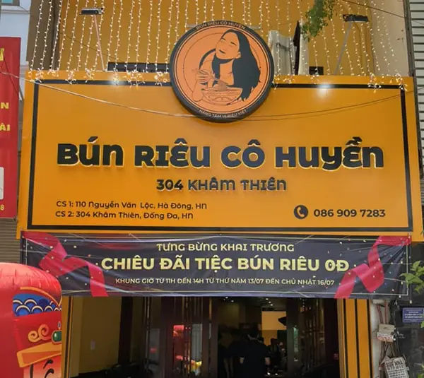bảng hiệu bún riêu cua
