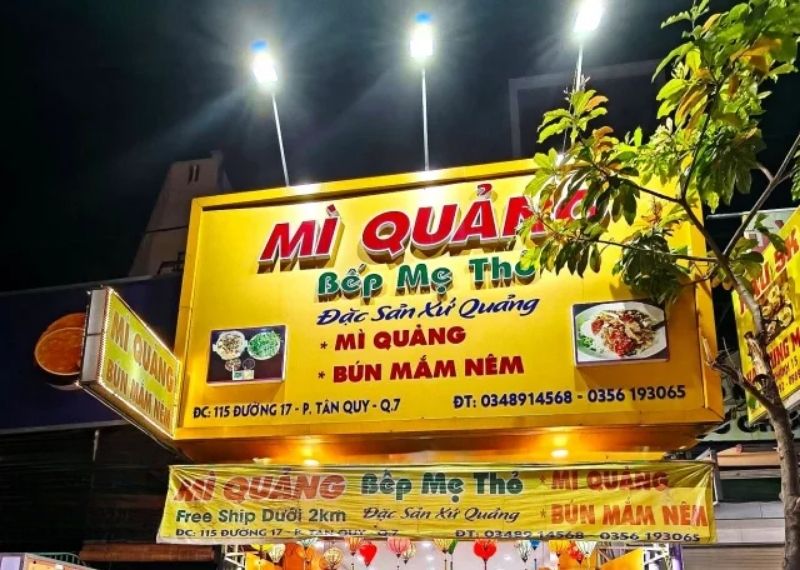 Bảng hiệu mì quảng bếp mẹ thỏ