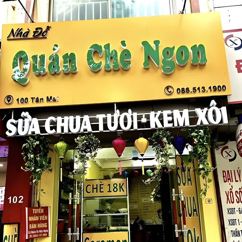 Bảng hiệu quán chè Alu