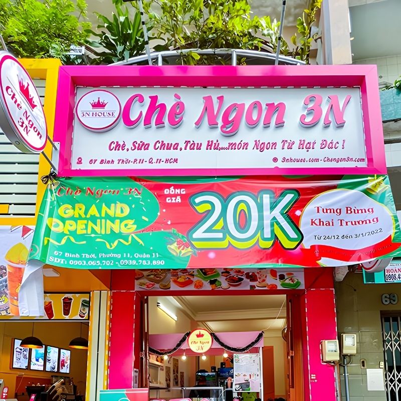 Bảng hiệu quán chè ngon 3N