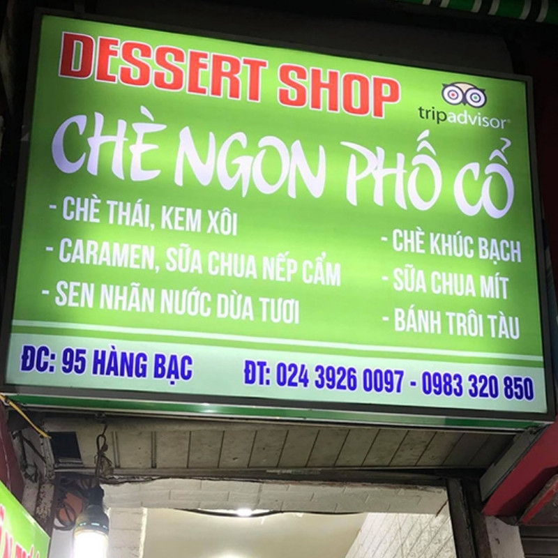 Bảng hiệu quán chè ngon phố cổ