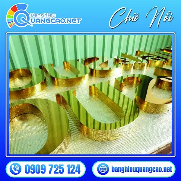 chữ nổi inox vàng gương