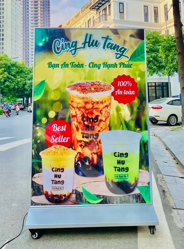 biển vẫy trà sữa đứng