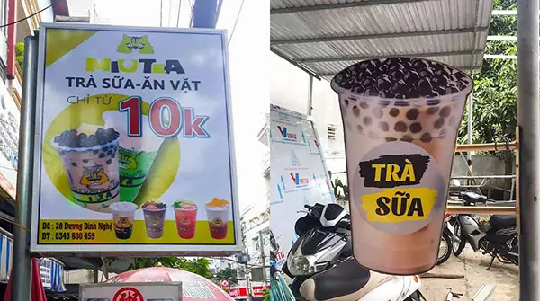 biển vẫy mô hình trà sữa