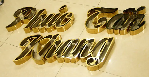 chữ nổi inox vàng gương