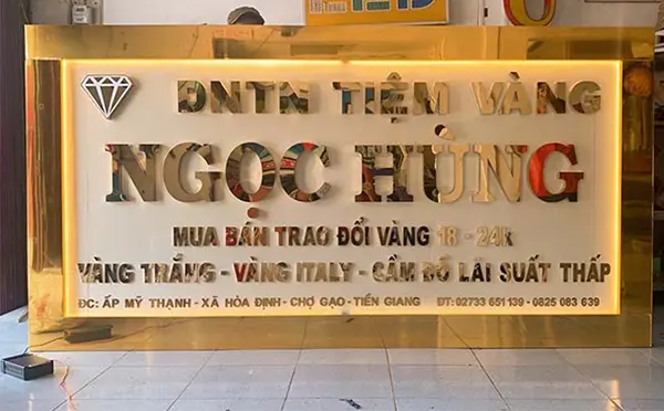 chữ nổi inox vàng gương