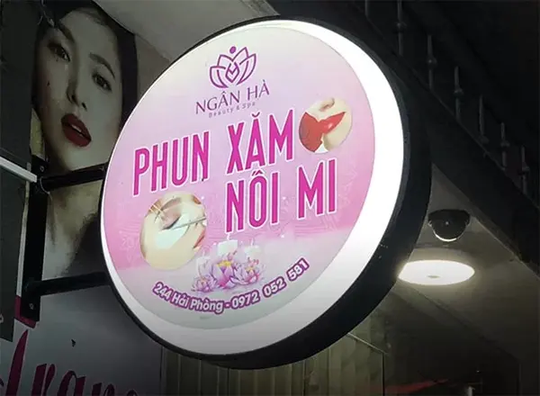 hộp đèn mica hút nổi tròn