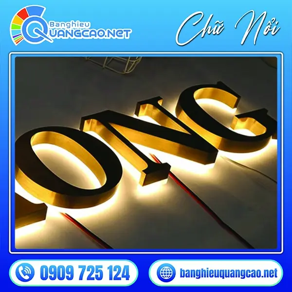 chữ nổi inox sáng chân