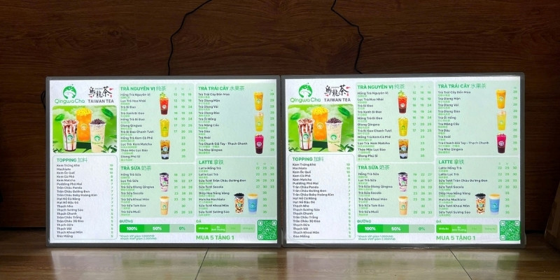 Hộp đèn siêu mỏng trà sữa