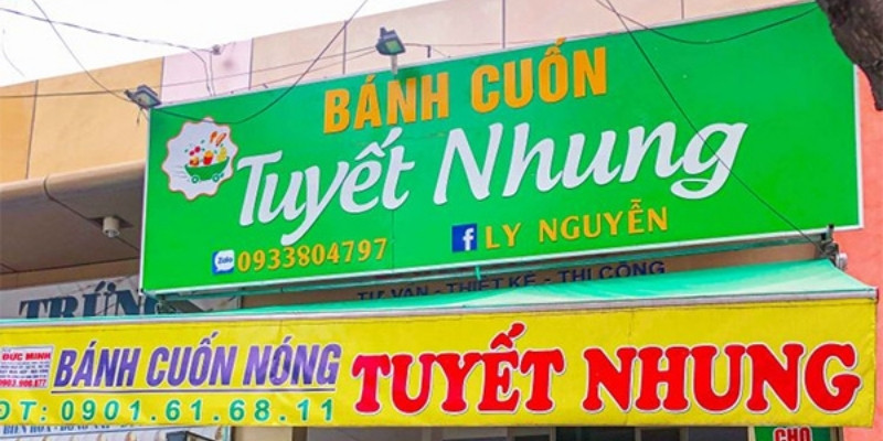 Bảng hiệu bánh cuốn Tuyết Nhung