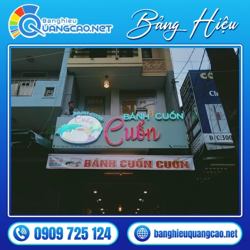 Bảng Hiệu Quán Bánh Cuốn Nóng