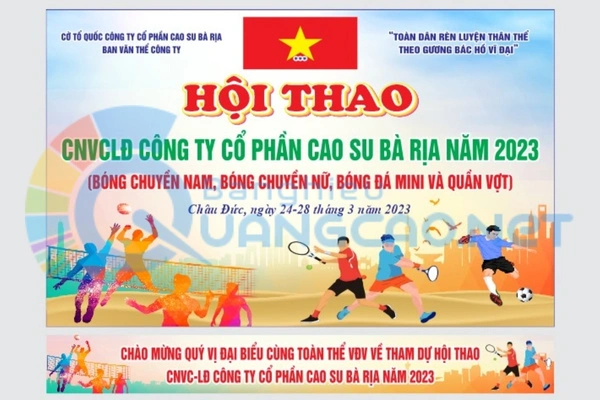 Backdrop hội thao công ty Cao Su Bà Rịa