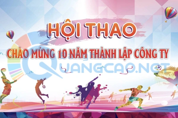 Backdrop hội thao mừng 10 năm thành lập công ty