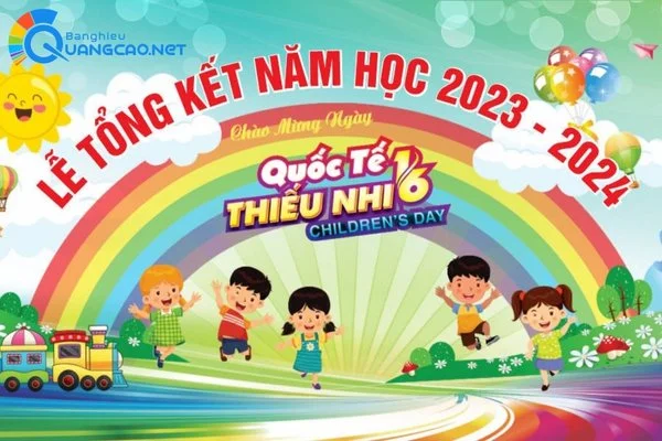 Mẫu backdrop lễ tổng kết vui tươi