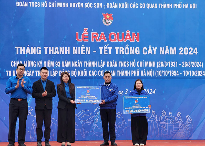 Backdrop lễ ra quan tháng thanh niên huyện Sóc Sơn