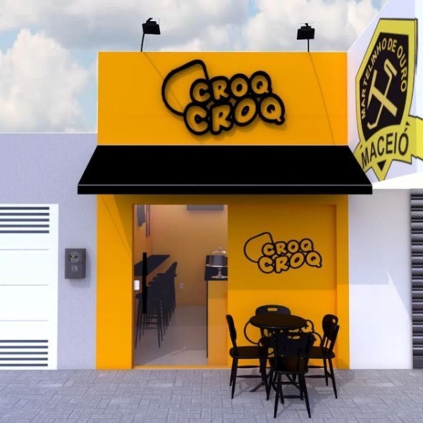 Bảng hiệu màu vàng Croq Croq