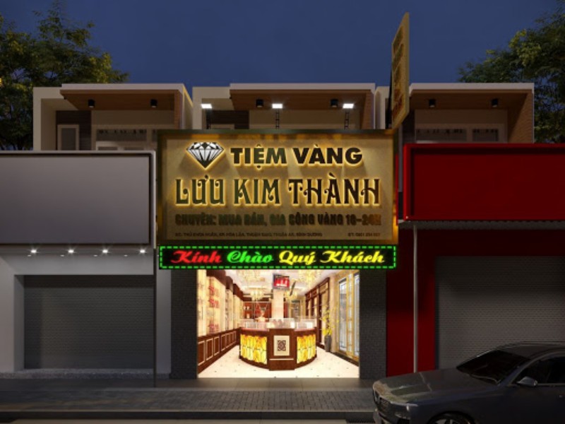 Bảng hiệu tiệm vàng Lưu Kim Thành