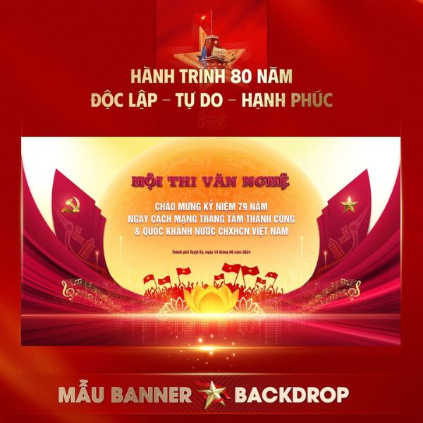 Mẫu backdrop Đại hội Đảng 79 năm Cách Mạng Tháng 8