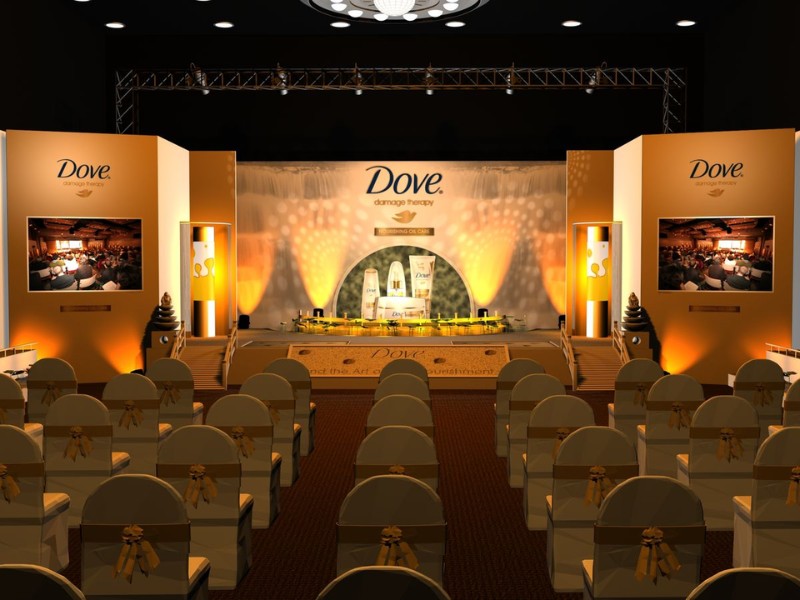 Backdrop lễ ra mắt sản phẩm Dove