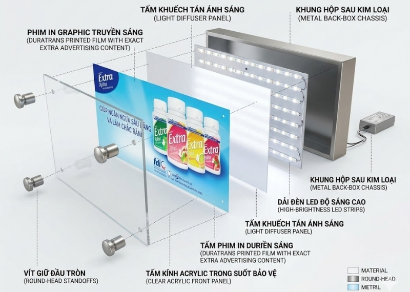 Cấu tạo của hộp đèn in UV