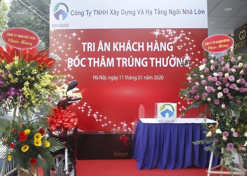 Backdrop bốc thăm trúng thưởng căng bạt