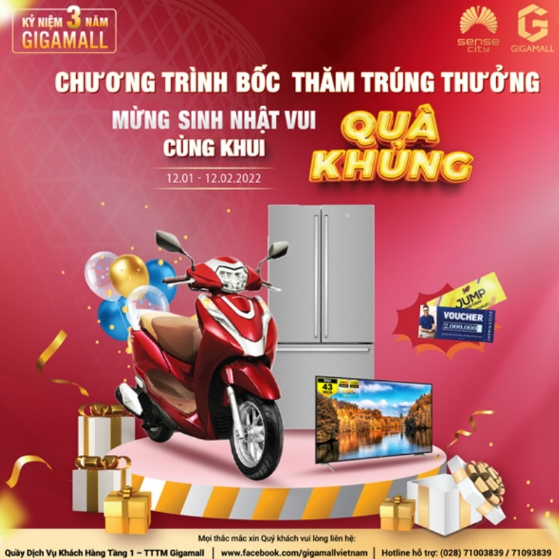 Backdrop bốc thăm trúng thưởng Gigamall