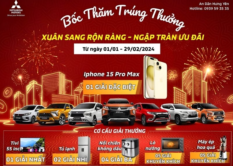 Backdrop bốc thăm trúng thưởng Mitsubishi