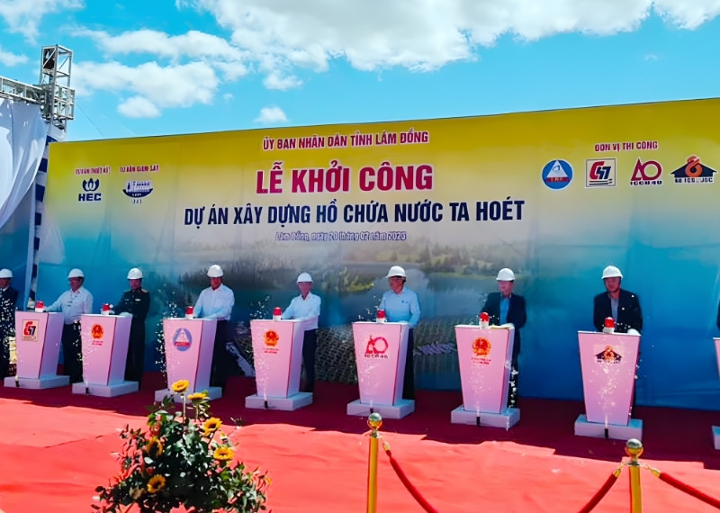 Backdrop lễ khởi công hồ chứa nước