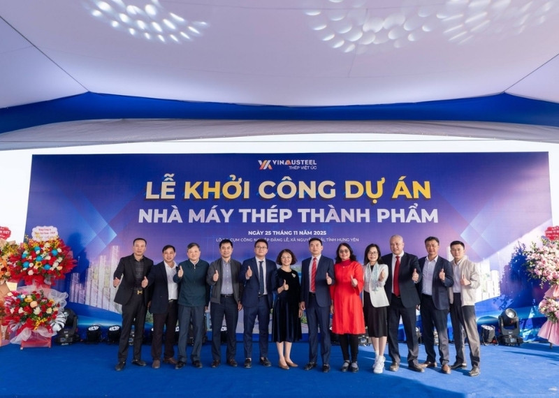 Backdrop lễ khởi công nhà máy thép thành phẩm