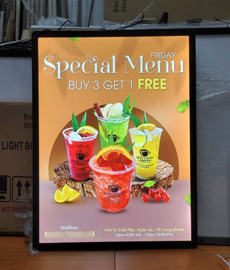 Bảng menu đèn LED tiệm trà