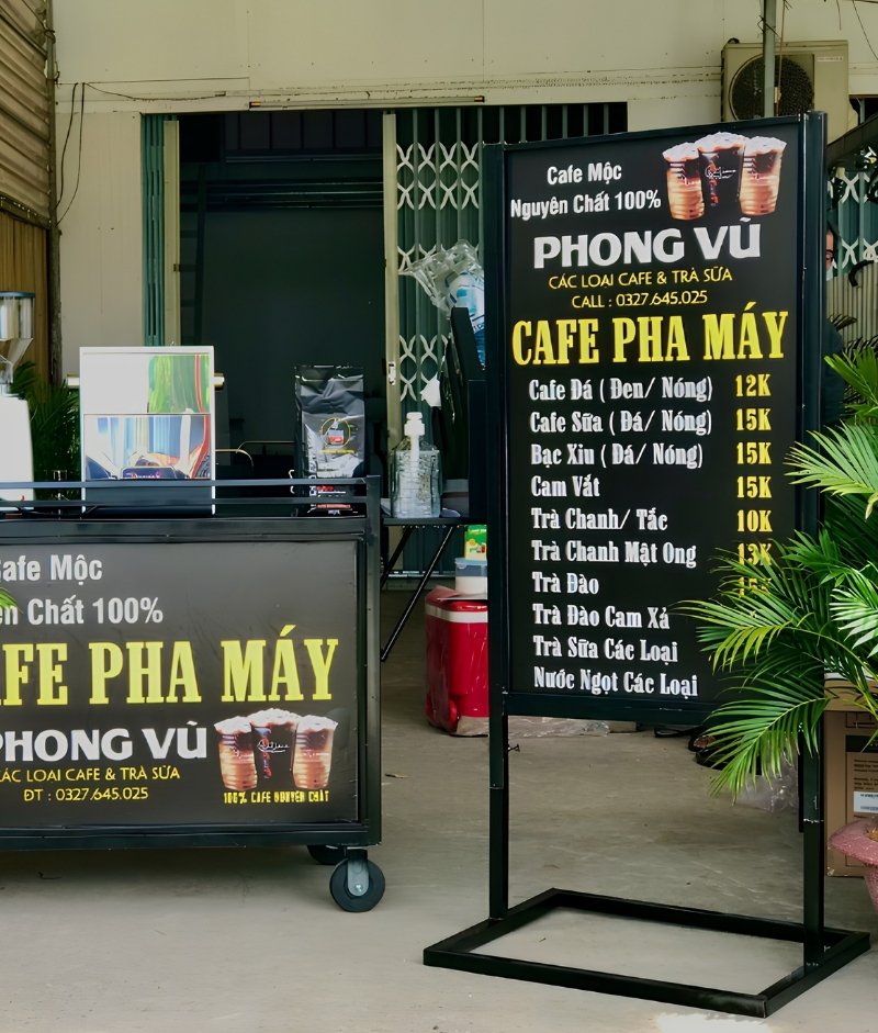 Hộp đèn đứng quán cafe pha máy