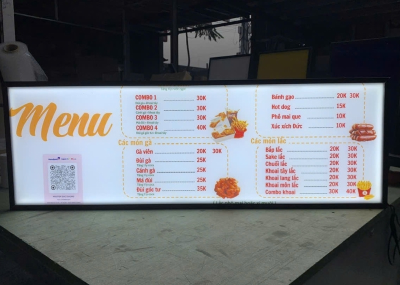 Hộp đèn LED menu gà rán