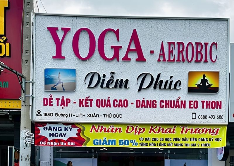 Mẫu bảng hiệu Yoga Aerobic Diễm Phúc